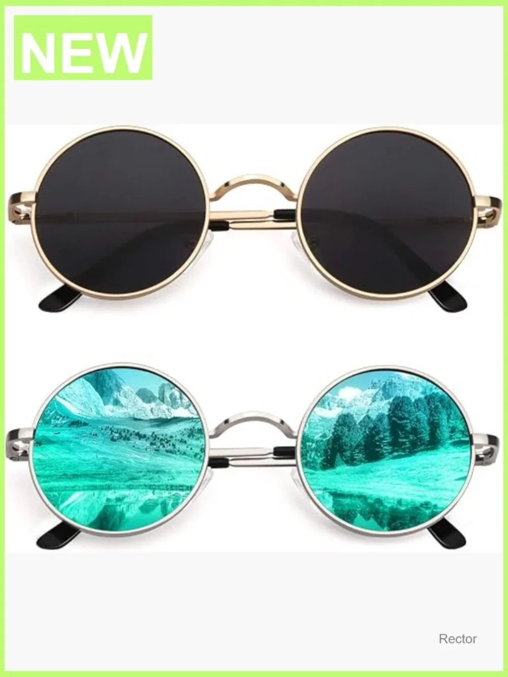 Retro Round Polarized Sunglasses Metal Frame UV400 Protection for Men Women